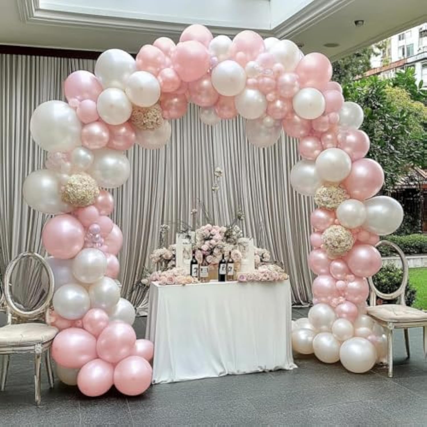 Pearl Pink Balloons Double Stuffed Pastel Light Pink Balloon Arch Kit Thick Latex Different Sizes 18/12/5In Balloon Garland For Valentines Day Baby Shower Wedding Birthday Party Decor
