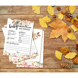 30 Double Side Baby Prediction And Advice Game Cards, Floral Pumpkin Thanksgiving Day Baby Shower Game Cards - 5" X 7"(01)