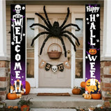 Happy Halloween Porch Banner Skeleton Welcome Vertical Banner Door Decorations