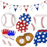 143-Pc Baseball Party Tableware Set - Plates, Napkins & More for Birthdays