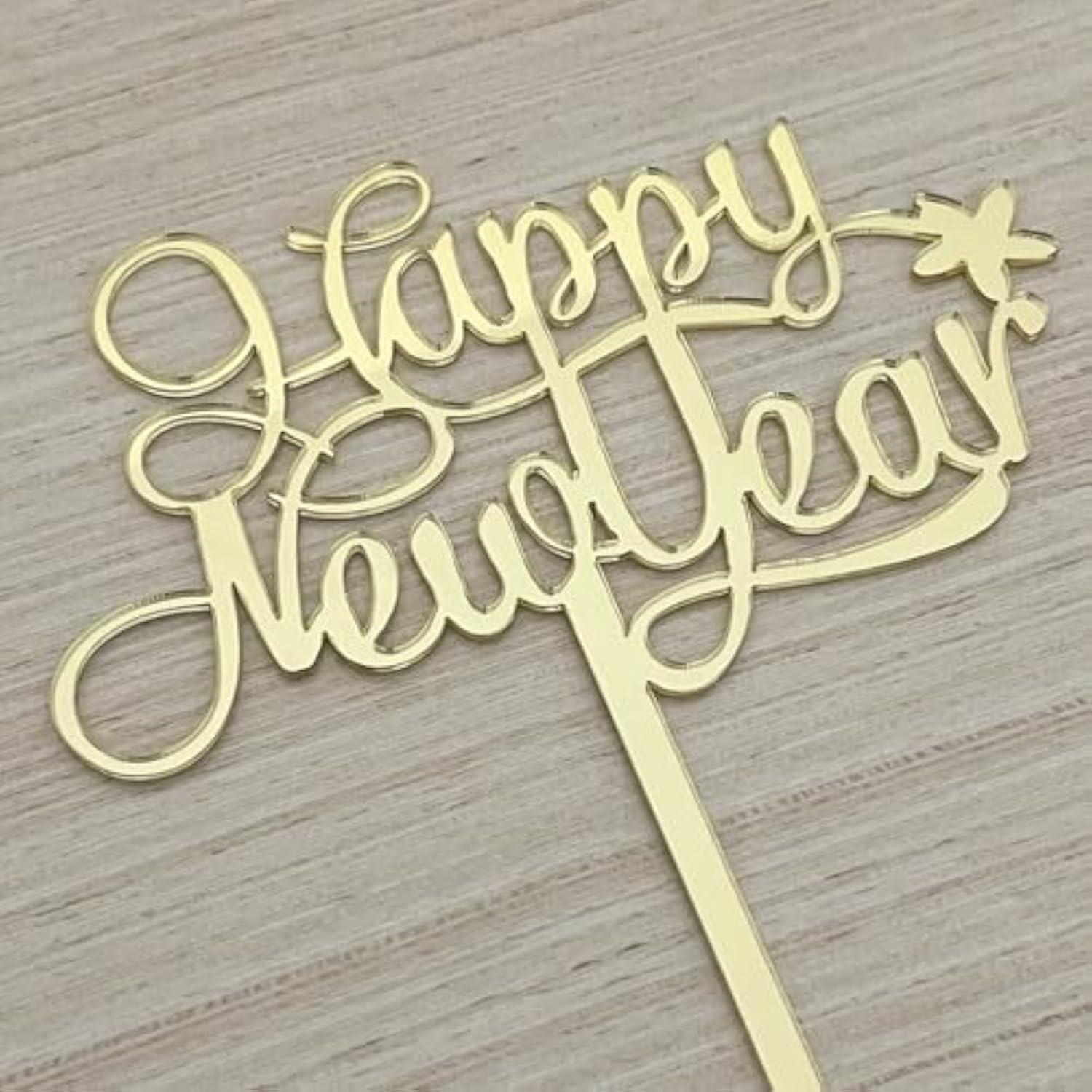 2026 Happy New Year Cake Topper Gold Mirror Acrylic for Party Decorations