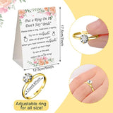Put A Ring On It Bridal Shower Game With 50 Fake Rings, Rustic Greenery Theme Wedding Shower Games Wedding And Engagement Rings And Not Say Bride Rules Cards(Bright Flowers,Gold)
