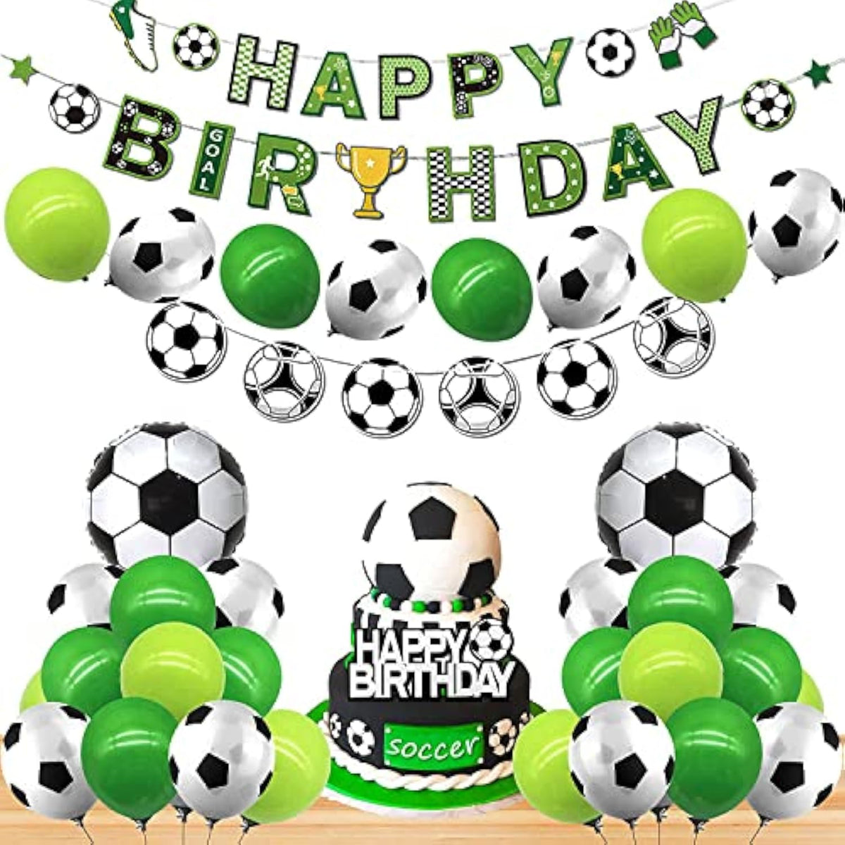 Soccer Happy Birthday Banner & Balloons - Men'S & Boys' Sports & Football Theme Party Supplies