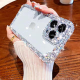 Designer Compatible With Iphone 15 Pro Max Bling Clear Case For Women Girl,Cute Glitter Phone Case With Sparkle Rhinestone Diamond Camera Protection?Airbag Anti-Fall Crystal Hard Back Cover