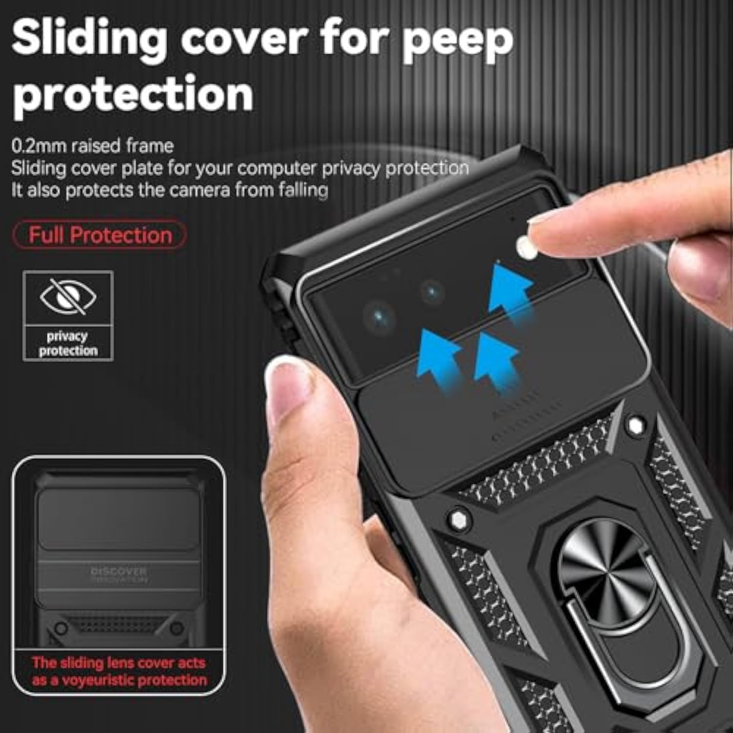 For Pixel 6 Case With Screen Protector: [Military Grade 20Ft. Drop Tested] Ring Shockproof Protective Phone Case For - Google Pixel 6 (Black)