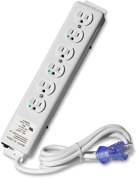 6 Outlet Hospital Grade Power Strip 6Ft Cord Medical Use UL 1363A Compliant