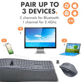 X9 Split Ergonomic Keyboard Mouse Wireless Combo - Type Comfortably Longer - 2.4G/Bluetooth Ergo Keyboard Mouse Wireless, Silent Keys, Wrist Rest, Multi-Device, Rechargeable For Laptop, Pc, Mac - Gray