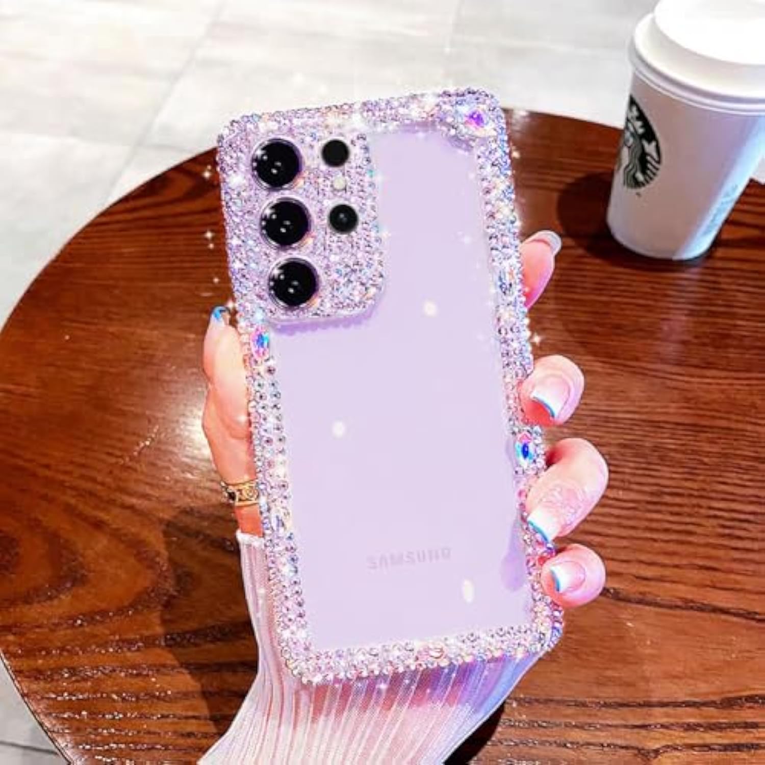 Compatible With Samsung Galaxy S23 Ultra Bling Clear Case For Women,Glitter Phone Case With Sparkle Rhinestone Diamond Camera Protection?Airbag Anti-Fall Crystal Hard Cover For Girl