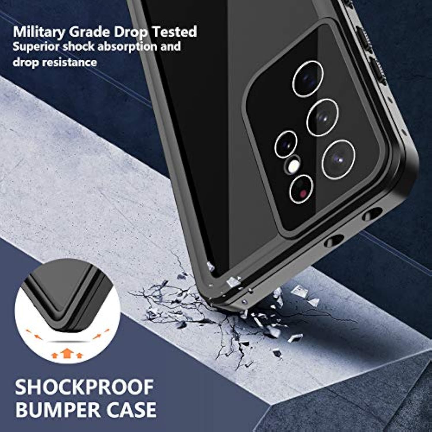 For Samsung Galaxy S21 Ultra Case,S21 Ultra Waterproof Case With Built-In Screen Protector Dustproof Shockproof 360 Full Body Underwater Case For Samsung S21 Ultra 5G 6.8Inch (2021) Black