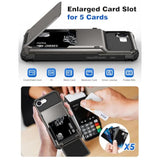 For Iphone 16E Wallet Case Hold 1 To 5 Credit Card Holder Flip Cover Slot Back Pocket Compartment Dual Layer Shockproof Bumper Anti-Scratch Protective Hard Shell For Iphone 16E Broze Gunmetal