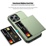 For 13 Pro Case With Card Holder Heavy Duty Protective Dual Layer Shockproof Hidden Card Slot Slim Wallet Case For 13 Pro For Men&Women(Green)