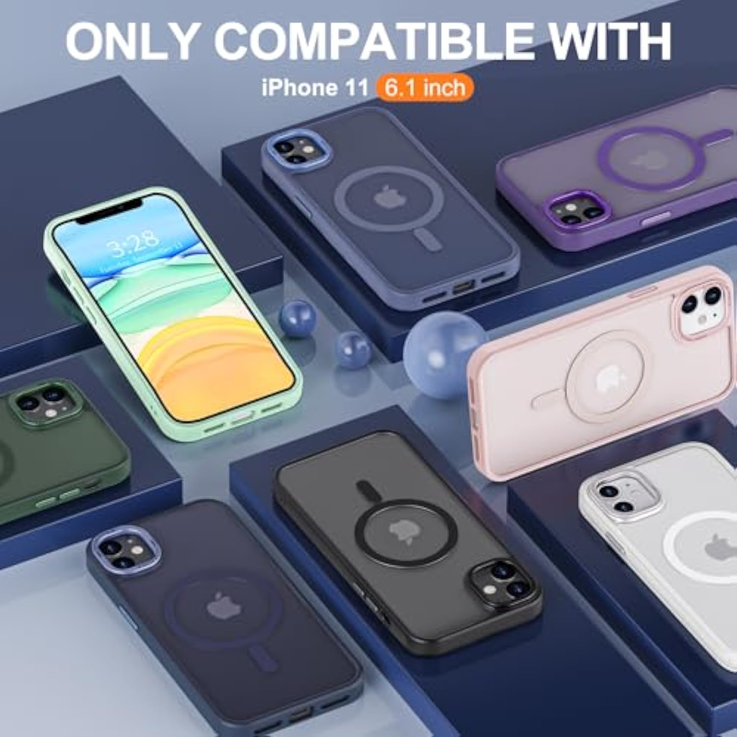 Case For Iphone 11 Case Magnetic Translucent Matte Phone Cases 6.1" [Compatible With Magsafe] Thin Slim Fit Shockproof Bumper Hard Protective Cover For Women Men Girls, Frosted Black