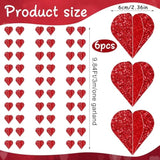 3D Red Heart Paper Garland Valentines Day Decorations 59Ft Heart Hanging Streamer Banner Valentines Hanging String Hearts For Valentine'S Day Wedding Birthday Bachelorette Engagement Party, 6 Pack