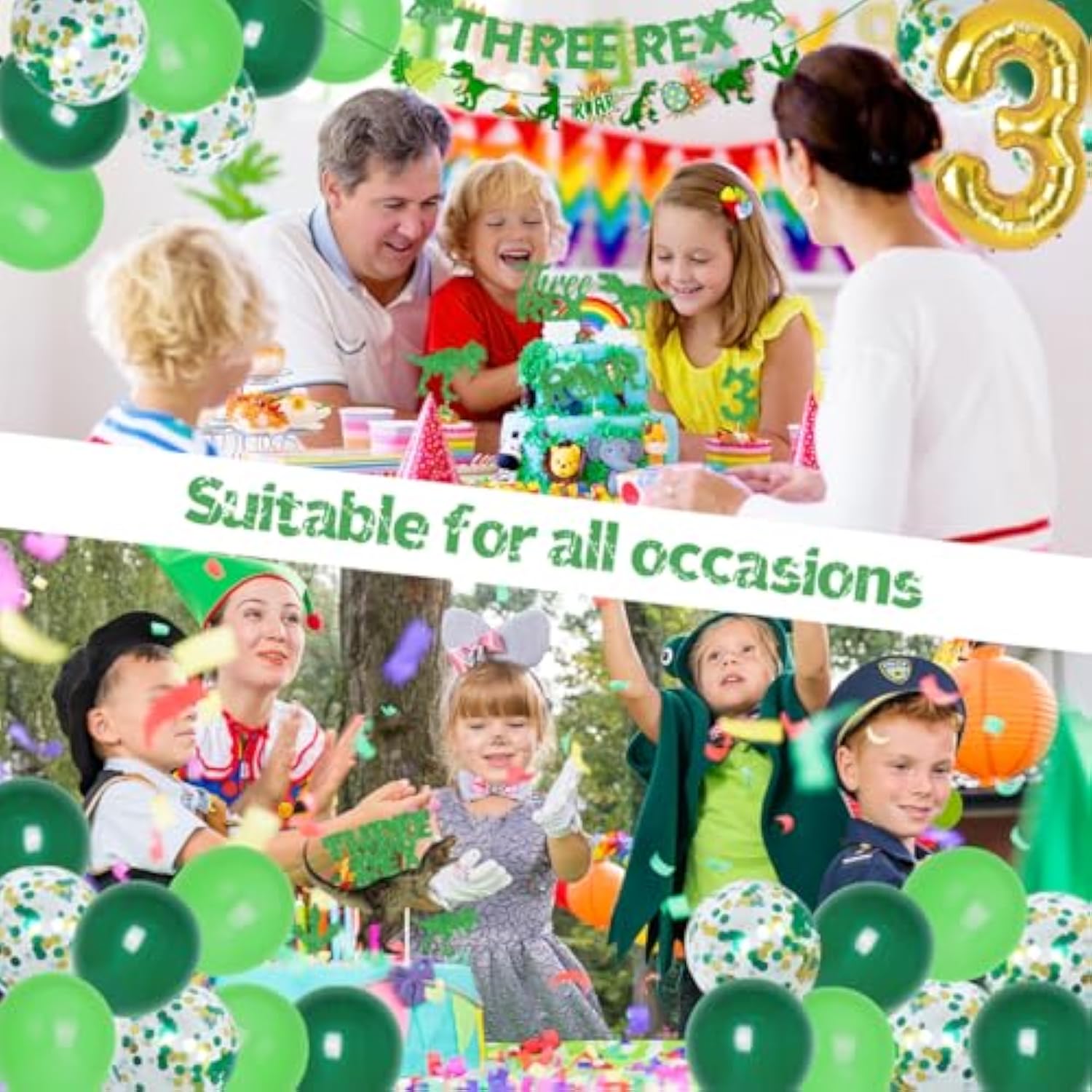 Dinosaur 3Rd Birthday Decorations, 3 Rex Birthday Party Supplies - Three Rex Banner, Cake&Cupcake Toppers, Dinosaur Balloons,Temporary Tattoos For Roar I’M 3 Boys Girls Birthday