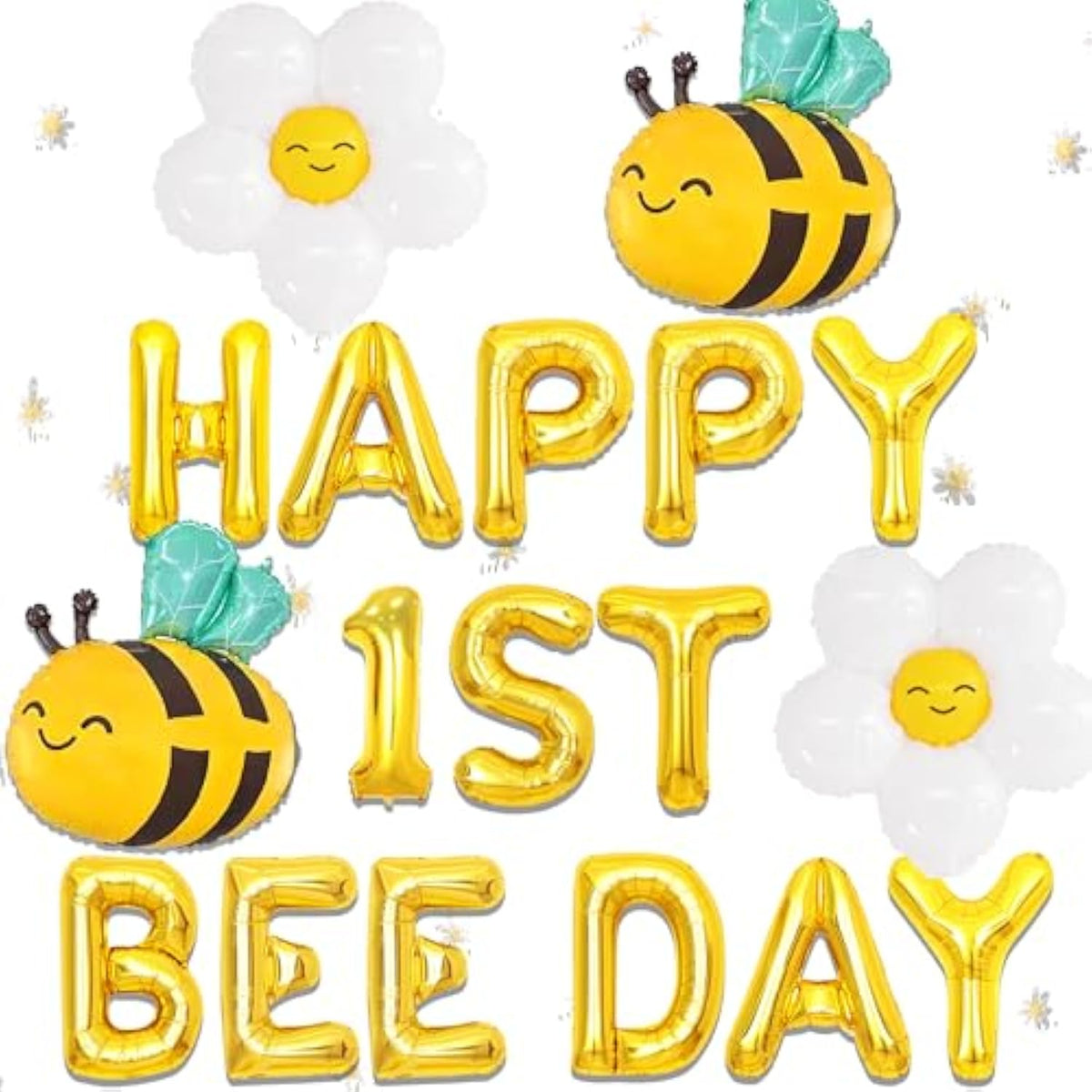 Happy 1st Bee Day Balloon & Backdrop – Bumble Bee First Birthday Party Decorations