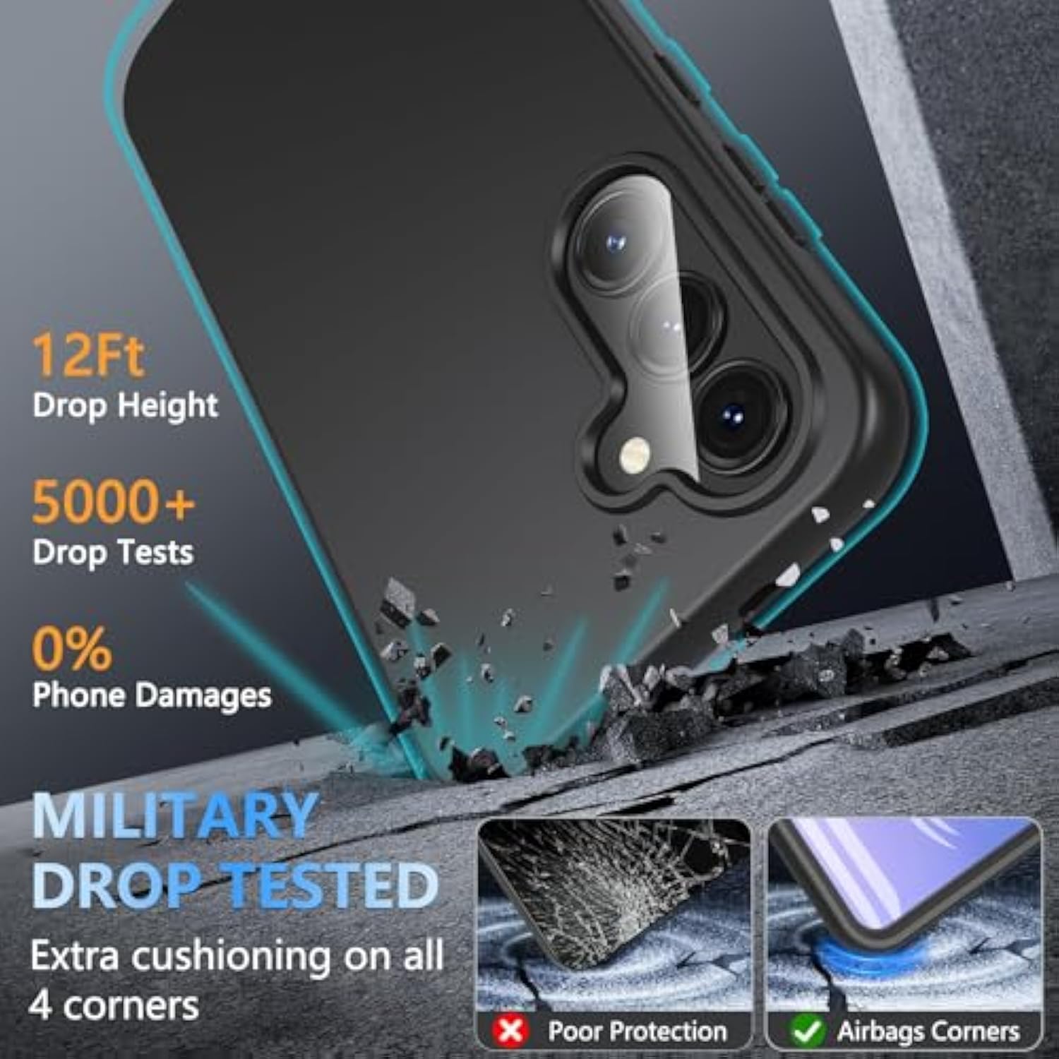 S23 Fe Phone Case, For Samsung Galaxy S23 Fe Case With Built-In Screen Protector,Dual Layer Military-Grade Protection Full Body Silicone Cover Slim Anti-Slip Galaxy S23 Fe Phone Case 5G,Black
