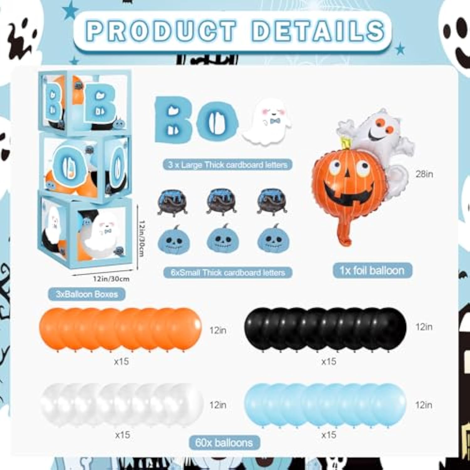 Halloween Baby Shower Decorations, "A Little Boo Is Almost Due" Banner & Balloons