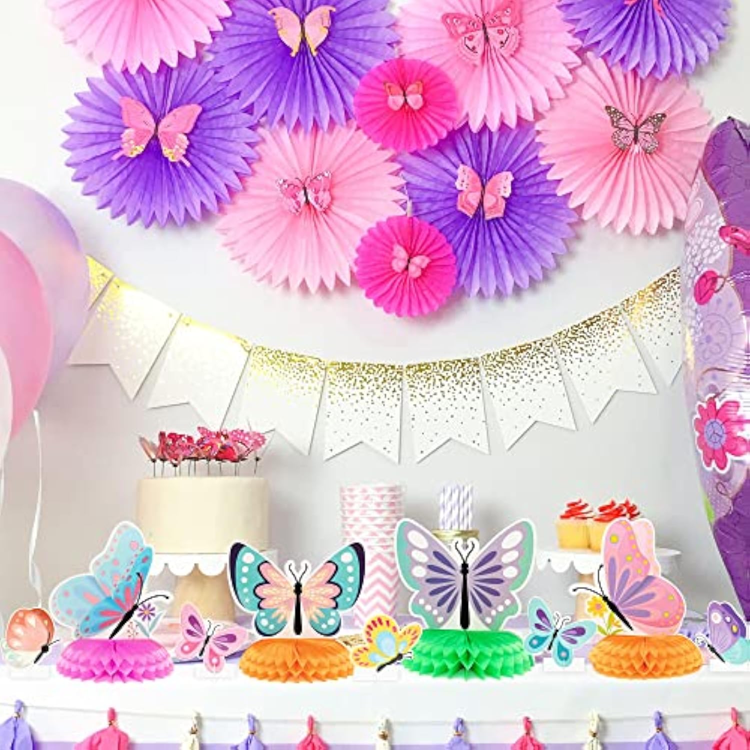12Pcs Spring Butterfly Honeycomb Centerpieces Table Toppers 3D Butterfly Table Decorations Springtime Summer Photo Booth Props For Kids Girls Baby Shower Birthday Party Wedding