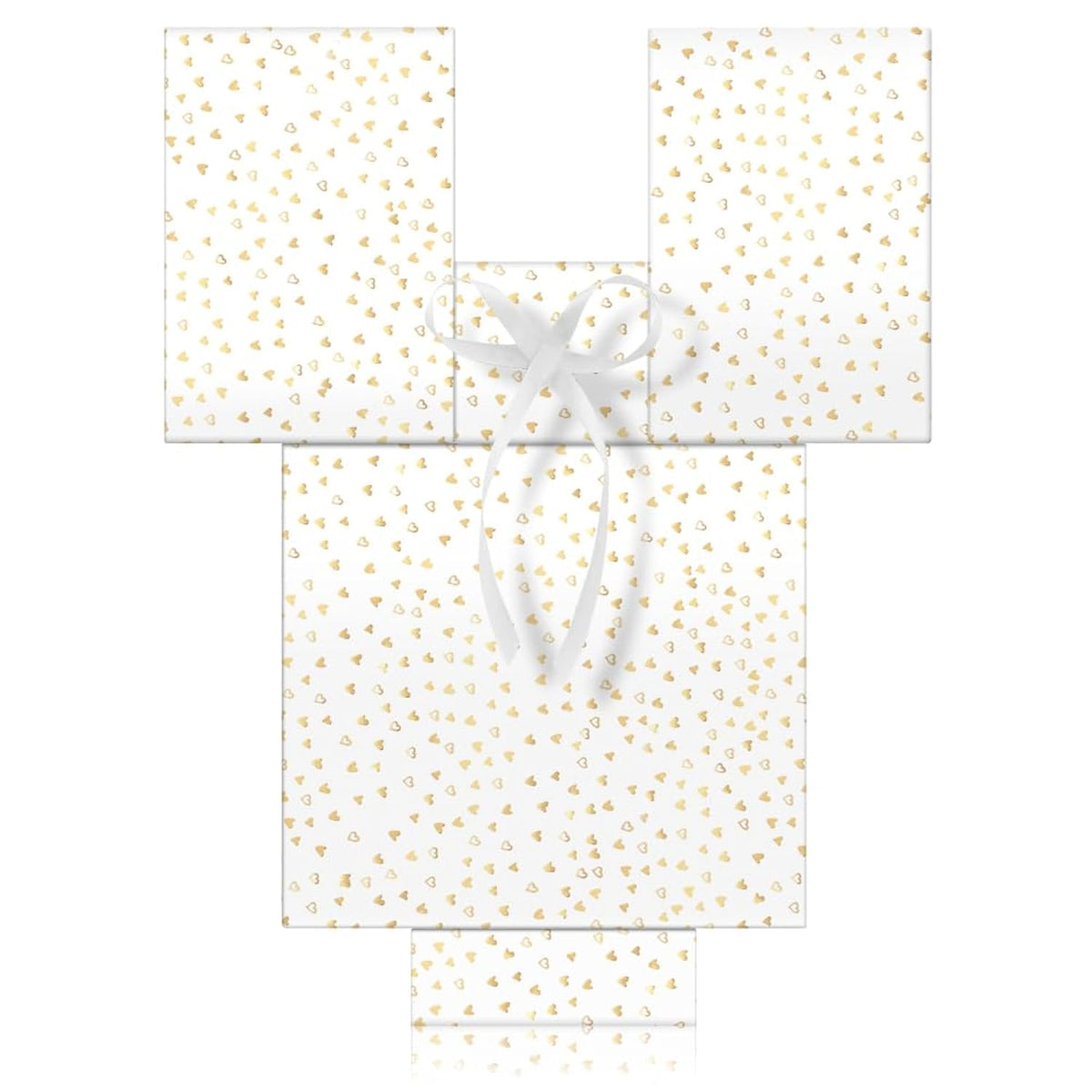 White With Metallic Gold Foil Mini Hearts Love Wrapping Paper - 1 Mini Roll 17 X 10 Ft Per Roll 14.1 Sq.Ft.Ttl - Luxury Heart Design Holiday Gift Wrap Present Paper For Valentine'S Day, Birthdays, Wedding & Showers, Anniversaries