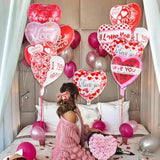 Valentine’S Day Balloons, 16 Pcs Heart Shaped I Love You Balloons, Lar