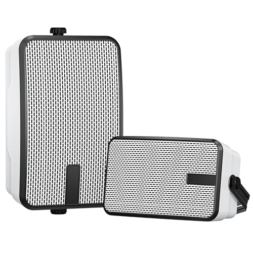 Outdoor Bluetooth Speakers 400w for Garage, Patio, Porch, Gazebo, Soffit, Entertainment Room. Wall Mount Speaker, Wireless Sync Up to 100 Speakers,