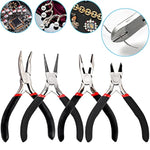 4Pcs Jewelry Pliers Set Jewelry Making Pliers Tools Kit Include Jewelry Making Needle Nose Chain Nose Round Bent Pliers Wire Cutter For Bracelet Beading Craft Jewelry Making Supplies (Black)