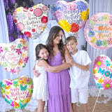 Mothers Day Balloons Kit 18'' Happy Mother’S Day Foil Balloons Flower Aluminum Balloons Set For Mothers Day Party Decoration Birthday Holiday Celebration Supplies (9Pcs)