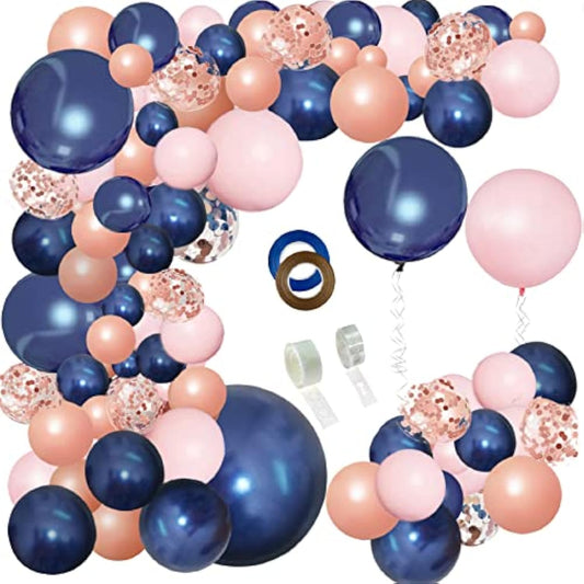 148Pcs Navy Blue Pink Rose Gold Balloon Arch, Navy Gender Reveal Balloon Garland For Bachelorette Shower Wedding Graduation Birthday Party Decoration