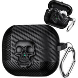 For Samsung Galaxy Buds3 Pro/Galaxy Buds 3 Case With Lock, Girls Boys Funny Skull Full Body Shockproof Hard Shell Cover With Carabiner Keychain For Galaxy Buds3 Pro Skull Black