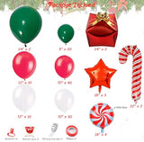 Leesoot Christmas Balloons Arch Decorations 113pcs Red Green White Balloons for Party Gift Star Candy Cane Balloons Indoor Outdoor Decor Christmas Balloon Garland Arch Kit
