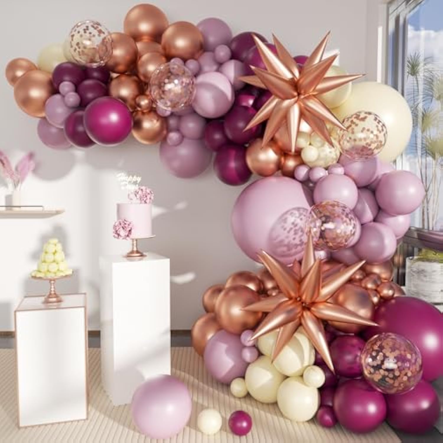 Purple Plum Beige Balloon Arch Kit: 156-Piece Baby Shower Decor