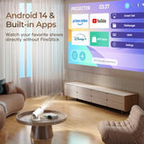 [Built-In Apps & 2025 Upgraded] Mini Projector With Wi-Fi 6 & Bluetooth 5.4, 1080P 4K Support Full Hd, Auto Keystone 360° Portable Home Cinema Smart Projector For Ios/Android X1
