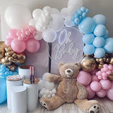 Pink Blue White Balloons,60 Pcs 12 Inch Pink Blue And White Pastel Gold Blue Confetti Latex Balloons With 2Rolls 33Ft Ribbon For Birthday Baby Shower Gender Reveal Party Supplies And Decorations
