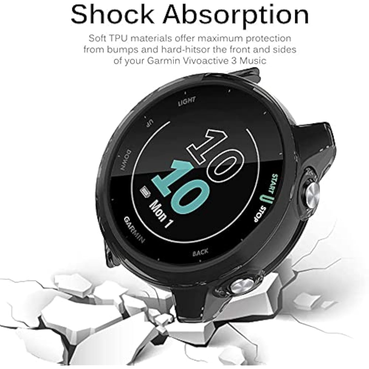 Compatible For Garmin Forerunner 55 Screen Protector With Case, (2+1Pack) Tempered Glass Film Full Coverage + Soft Tpu Protective Case Compatible For Garmin 55 Smartwatch