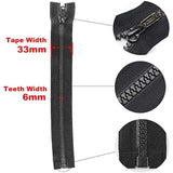 2Pcs 24 Inch #5 Black Separating Bottom Molded Zippers Plastic Teeth B