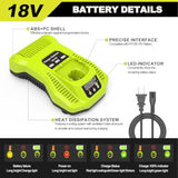 18V 3.0Ah Replacement Lithium Ion Batteries 2-Pack And Charger Combo, Replacement For Ryobi 18V Battery 3000Mah, Compatible With Ryobi One+ 18-Volt Cordless Power Tools And Charger.