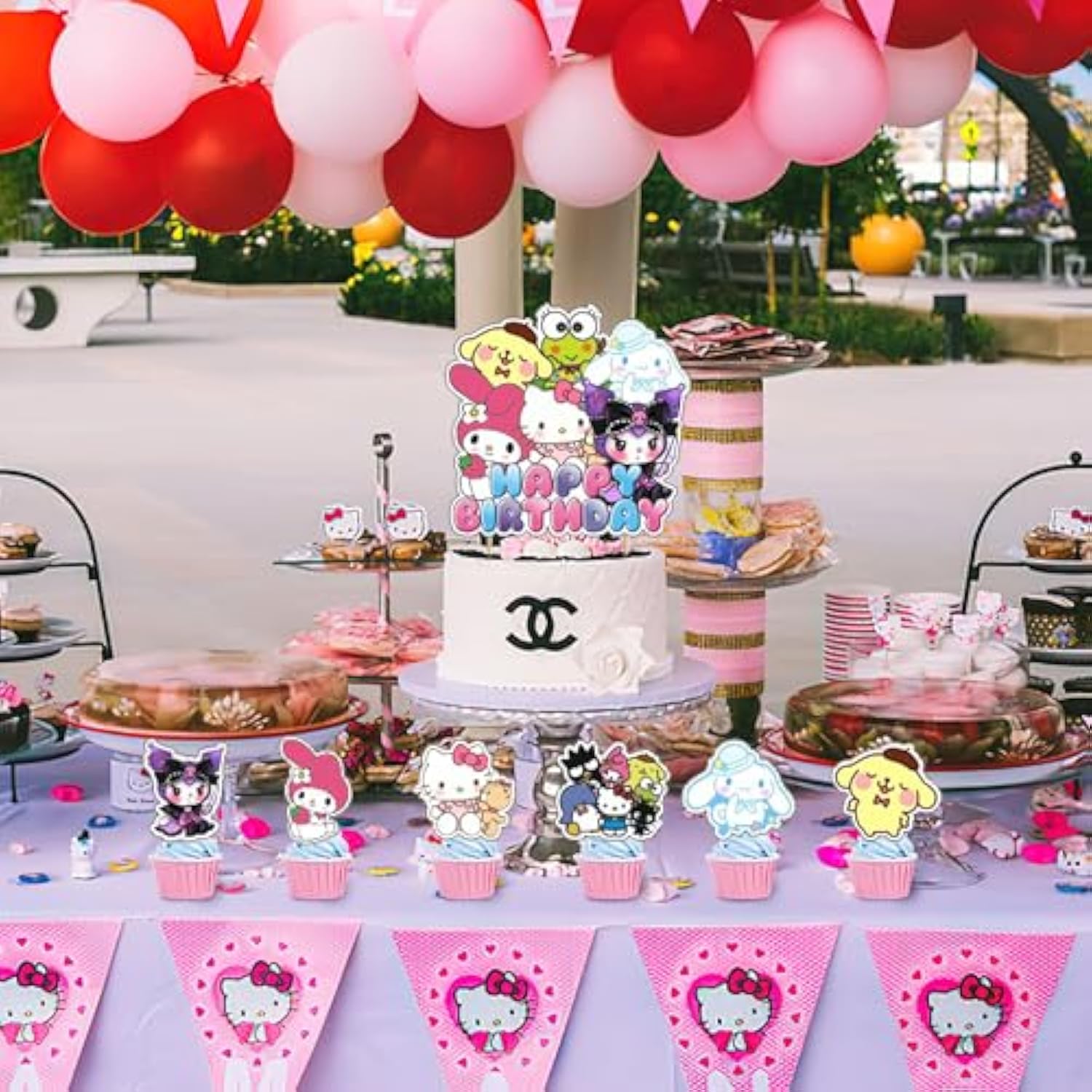 Birthday Party Supplies,Cute Anime Party Including Cake Caps, Cupcake Caps, Flags, Latex Balloons, It Is Very Suitable For Birthday Party Supplies.