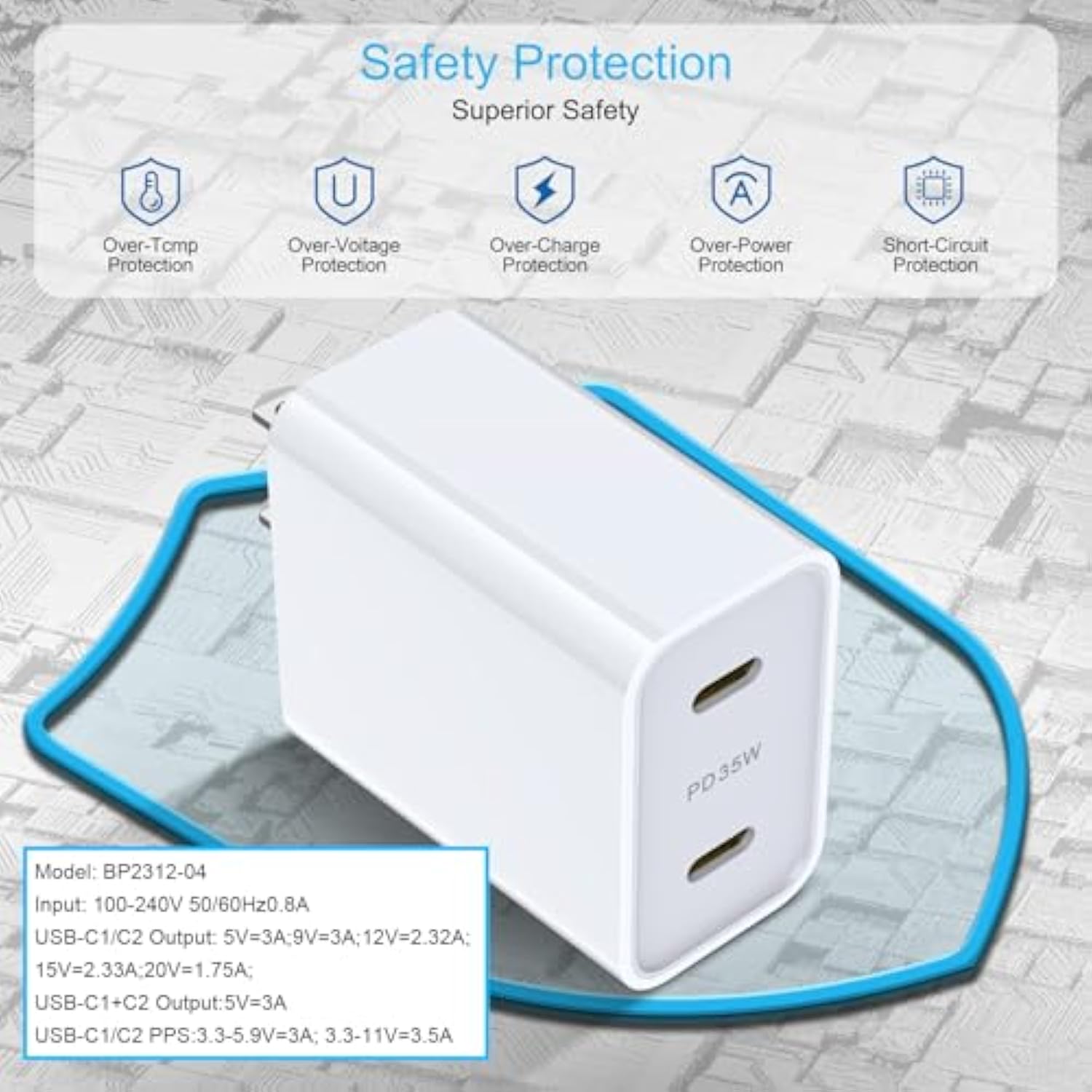 35W Usb C Fast Charger For Google Pixel 9A 9 Pro Xl Fold 8A 8 Pro 7A 7 Pro 6A 6 Pro 5 4 4A 4Xl 3 3A 3Xl 2 Xl, 35 Watt Usb C Power Charger Type C Super Fast Charger With 6Ft Type C Fast Charging Cable