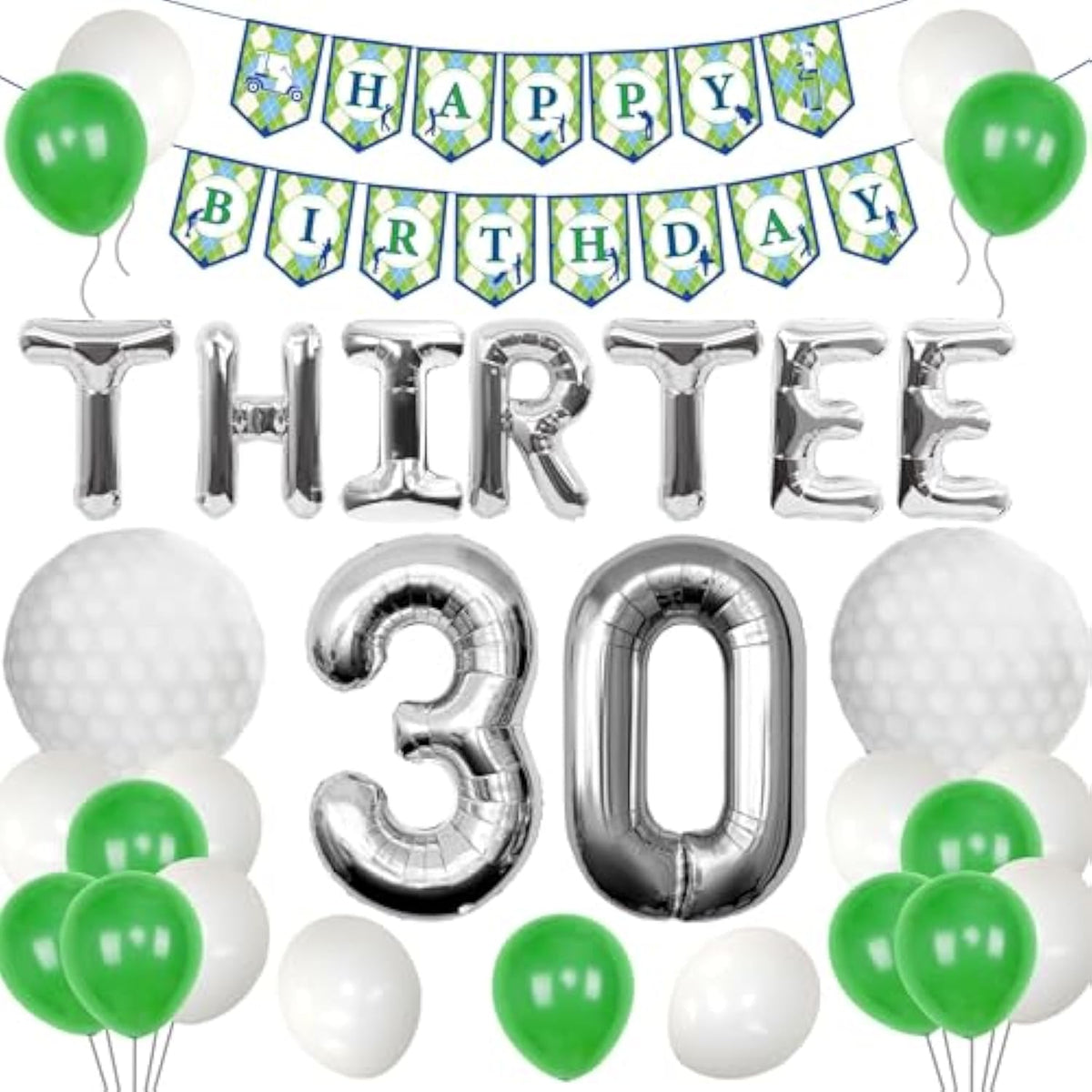 Thirtee Golf Birthday Balloons Golf 30Th Birthday Decoration Sport Themed Party Supplies Men Boys Party Balloons Decoration