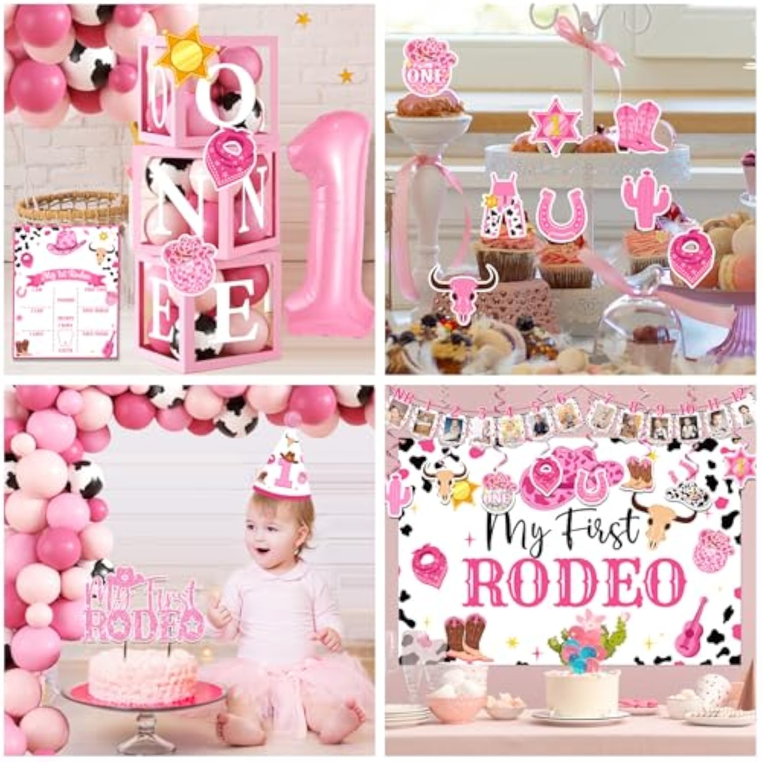 155Pcs My First Rodeo Decorations Girl,Western Cowgirl 1St Birthday Balloon Arch,Banner,One Box,Tablecloth Theme Party Supplies For Baby Girl 1St Birthday,Girls Baby Shower Party