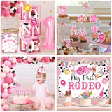 155Pcs My First Rodeo Decorations Girl,Western Cowgirl 1St Birthday Balloon Arch,Banner,One Box,Tablecloth Theme Party Supplies For Baby Girl 1St Birthday,Girls Baby Shower Party