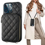 Crossbody Wallet Case For Iphone 13 Pro Max, Rfid Blocking Pu Leather Zipper Handbag Purse Flip Cover, Kickstand Folio Case With Card Slots Holder Wrist Strap Lanyard 5G 6.7 Inch (Black)