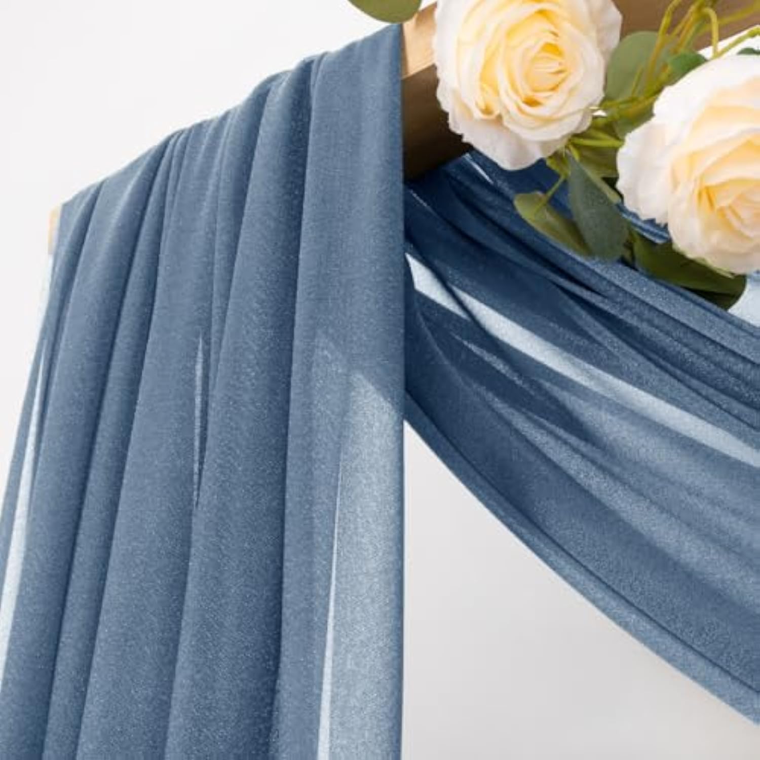 Dusty Blue Wedding Arch Draping Fabric 1 Panel 29" X 20 Ft Extra Long Gauze Drapes Sheer Backdrop Curtains 6.6 Yards Outdoor Drapery Panels For Wedding Bridal Shower Party Ceiling Decoration