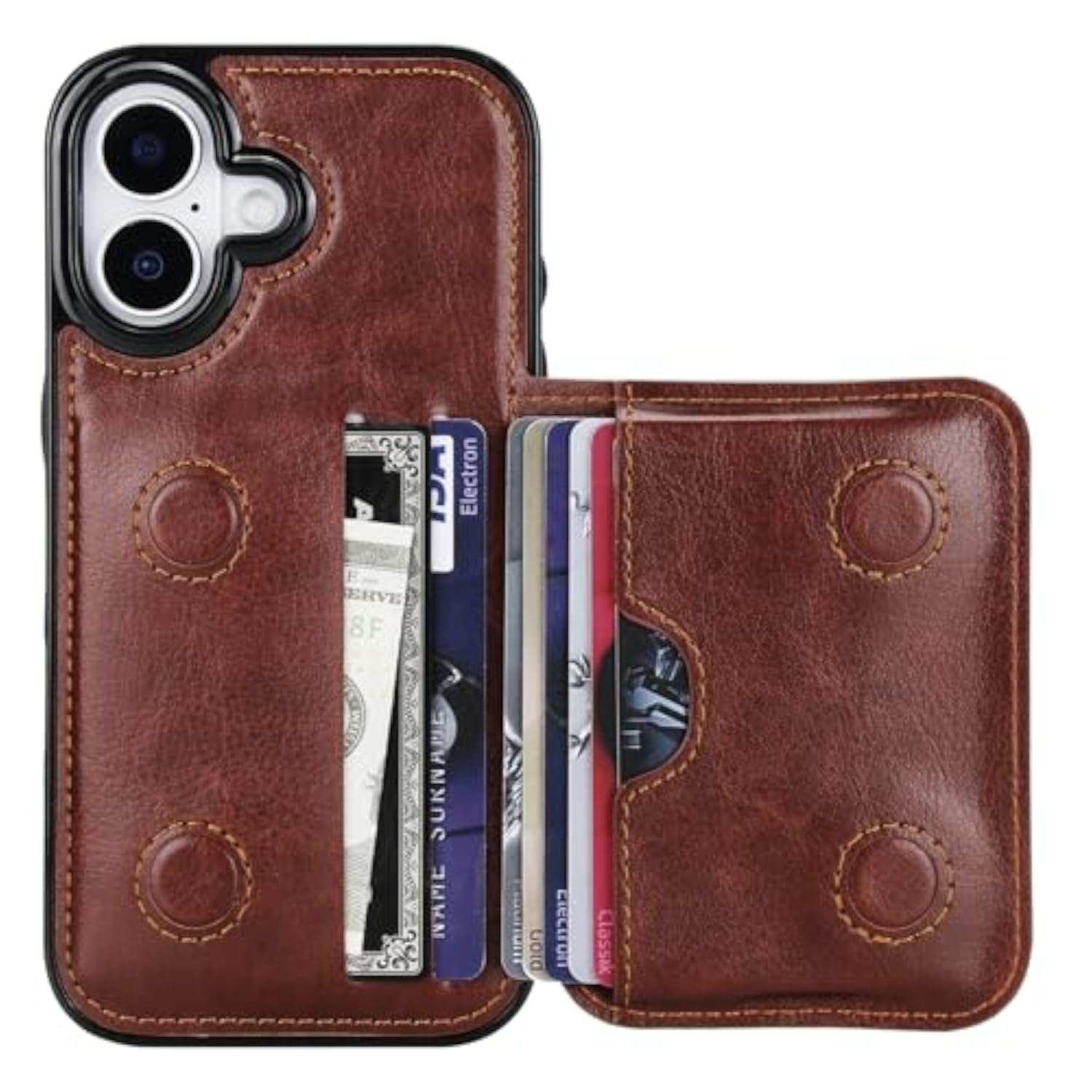Leather Wallet Case for iPhone 17 with Credit Card Holder and Money Pocket