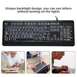 Large Font Keyboard,Large Font Usb White Led Backlit Keyboard 104 Keys Standar