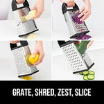 Xl 4-Sided Cheese Grater With Container, 100% Bpa-Free Stainless Steel Box Graters, Parmesan Shredder, Grate Cheeses, Shred Veggies, Slip Resistant Handle, Dishwasher Safe Zester, Black
