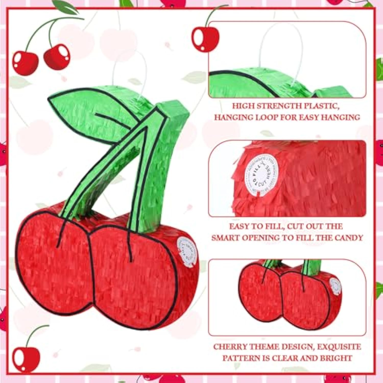 Set Of 3 Coquette Cherry Piñata Red Piñata Party Game Set She'S The Cherry On Top Birthday Decorations With Stick Mask For Coquette Birthday Baby Shower Party Game Supplies Decoration