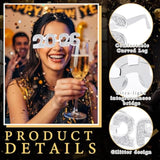 2026 Silver Glitter New Year Glasses Party Photo Prop