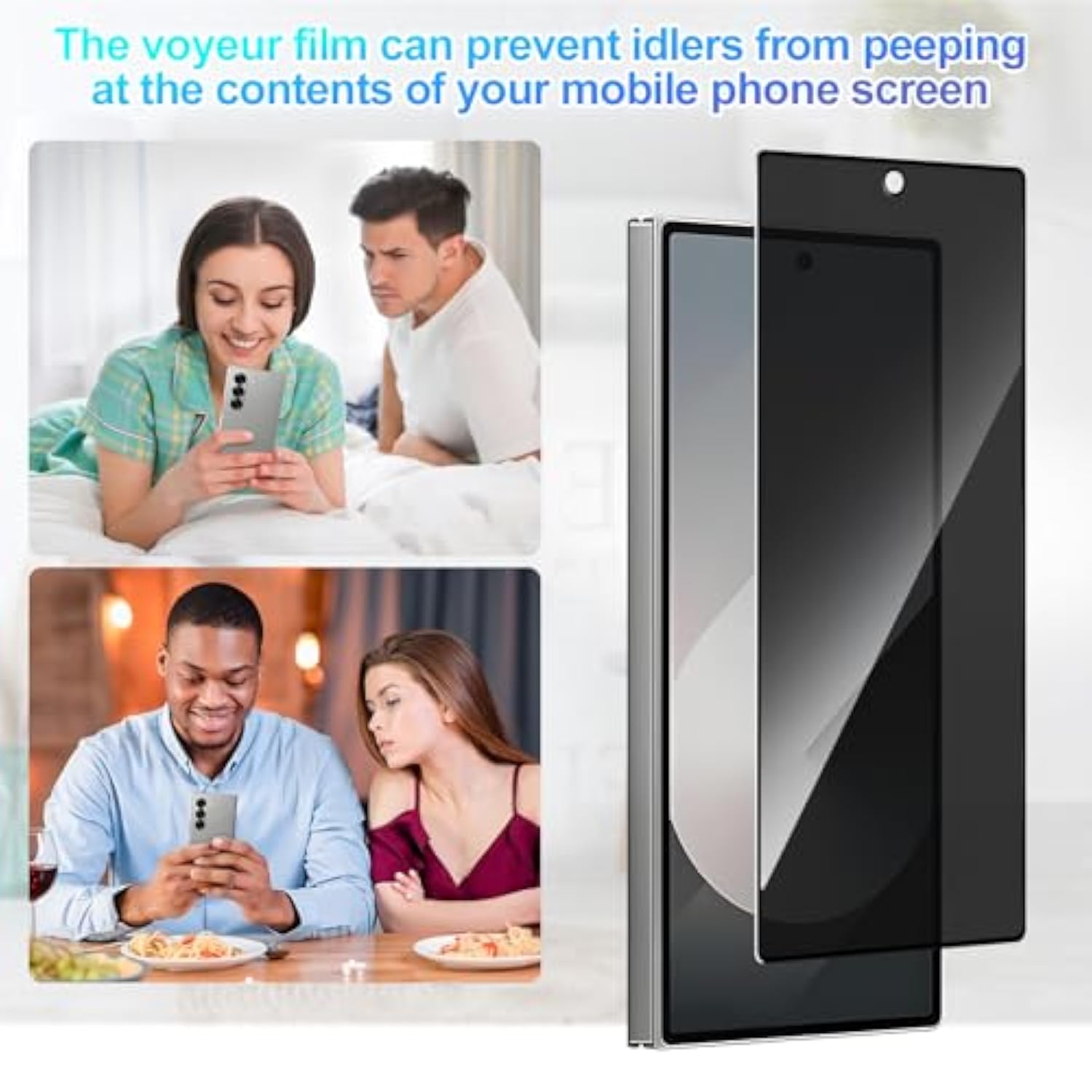 3 Pack Front Privacy Screen Protector For Samsung Galaxy Z Fold 6[Anti-Spy Tempered Glass], Ultra Hd, Anti-Scratch, Bubble-Free, Easy Install 9H Protective Glass For Galaxy Z Fold 6