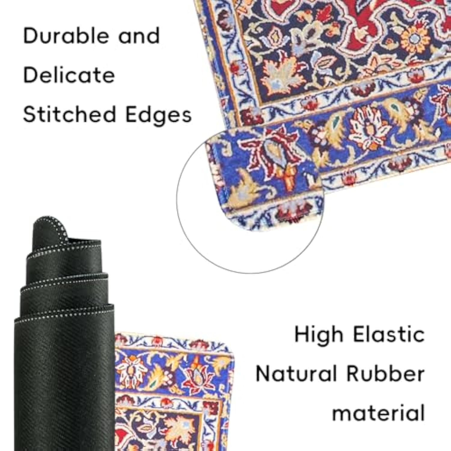 Persian Rug Large Mouse Pad With Stitched Edges, Xxl Thick Waterproof Vintage Retro Boho Mousepad Desk Pad, 31.5"X15.7" Computer Laptop Protector Desk Mat For Desktop With 4Mm Non-Slip Base